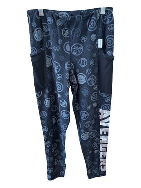 Disney Avenger Black and Gray Graphic Leggings with Side Pockets